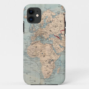 Coque iPhone 11 Carte du monde sur la projection de Mercator