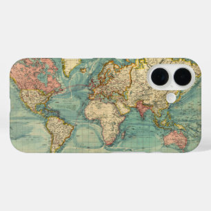 Coque Pour iPhone 16 Carte du monde vintage