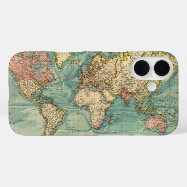 Coques Case-Mate iPhone Carte du monde vintage (Verso (horizontal))