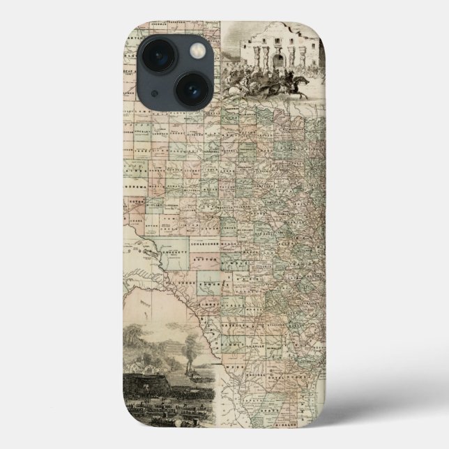 Coques Case-Mate iPhone Carte du Texas aux frontières du comté (Verso)