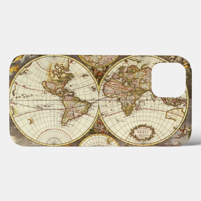 Coques Case-Mate iPhone Carte du Vieux Monde antique par Frederick de Wit, (Verso (horizontal))