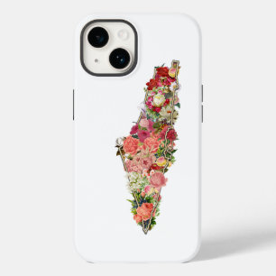 Coque Case-Mate iPhone Carte florale simple unique de Palestine