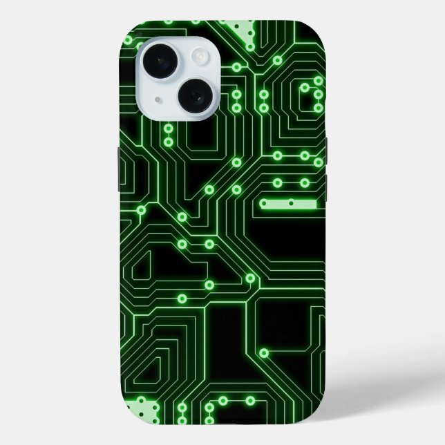 Coques Case-Mate iPhone Carte Futuriste Neon Green Circuit | Personnalisé (Verso)
