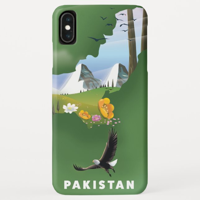 Coques Case-Mate iPhone Carte illustrée de voyage au Pakistan. (Dos)