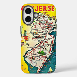 Coque Pour iPhone 16 Carte illustrée du New Jersey