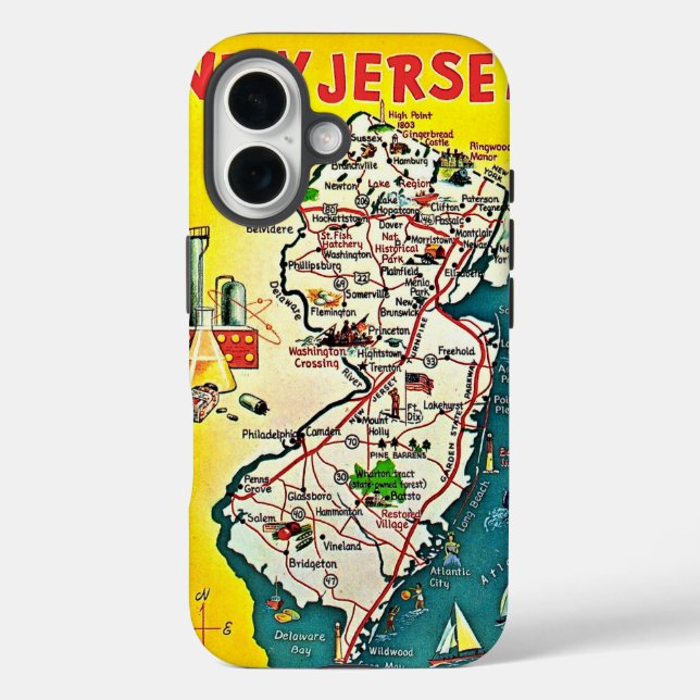 Coques Case-Mate iPhone Carte illustrée du New Jersey  (Verso)