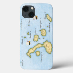 Case-Mate iPhone Case Carte marine de l'archipel des Galapagos avec navi