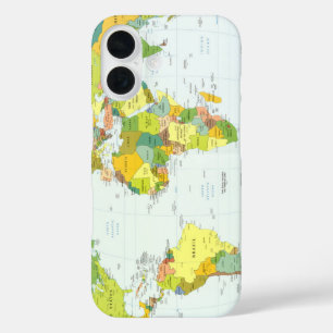 Coques iPhone 16 Carte mondiale Globe Pays Atlas