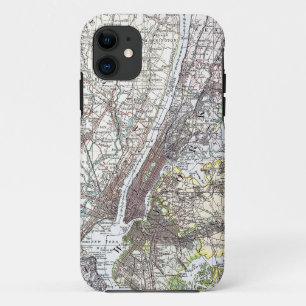 Coque iPhone 11 Carte : New York-area, 1906