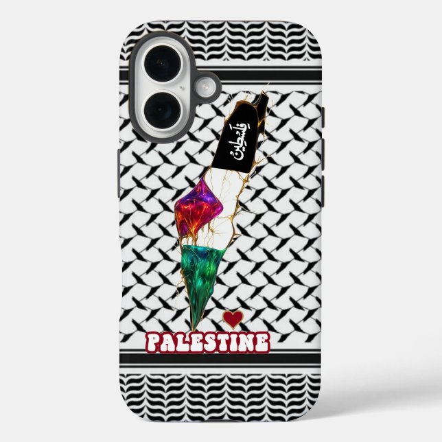 Coques Case-Mate iPhone Carte palestinienne keffiyeh avec police arabe (Verso)