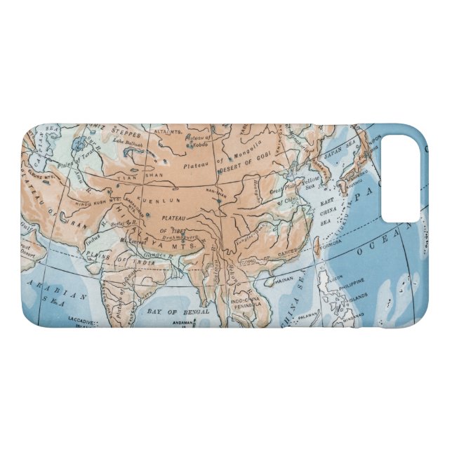 Coques Case-Mate iPhone Carte physique de l'Asie (1916) (Dos (Horizontal))