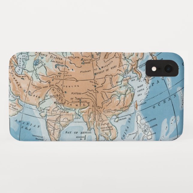 Coques Case-Mate iPhone Carte physique de l'Asie (1916) (Dos (Horizontal))
