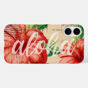 Coque Pour iPhone 16 Plus Carte postale vintage Hawaii Hibiscus