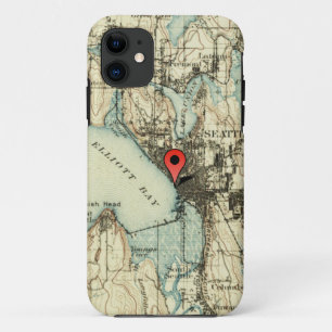 Coque Case-Mate iPhone Carte Seattle vintage avec repère de localisation
