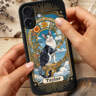 Coque Pour iPhone 16 Carte Tarot Tuxedo Cat Personnalisée iPhone 16 coq