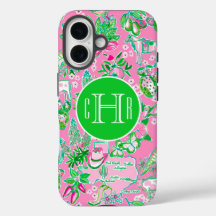 Carte Texas Pink & Green Preppy Motif Monogramme