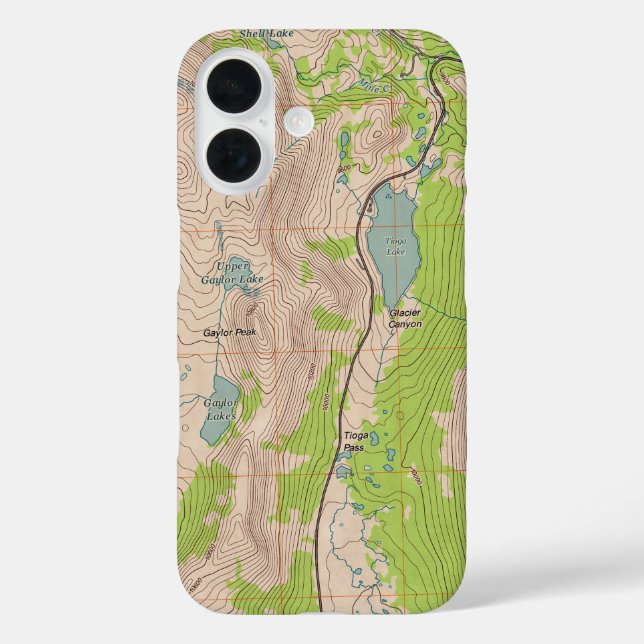 Coques Case-Mate iPhone Carte topographique du col Tioga, Californie (Verso)