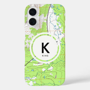 Coque Pour iPhone 16 Carte topographique Monogramme