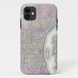 Coques Pour iPhone Carte vintage de Philadelphie (1855)