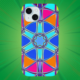 Coque Case-Mate iPhone Carton Mandala bleu rose jaune et orange