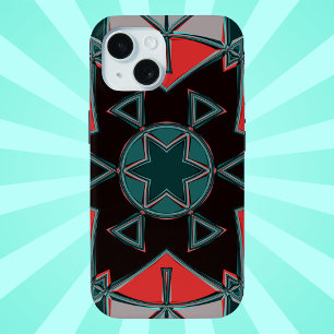 Coque Case-Mate iPhone Carton Mandala bleu rouge et noir