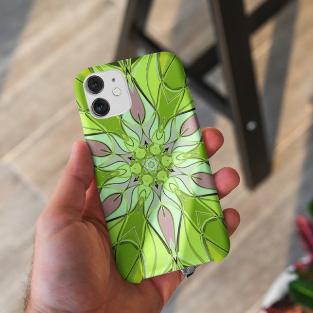 Coques Case-Mate iPhone Carton Mandala Flower vert et rose (Créateur téléchargé)