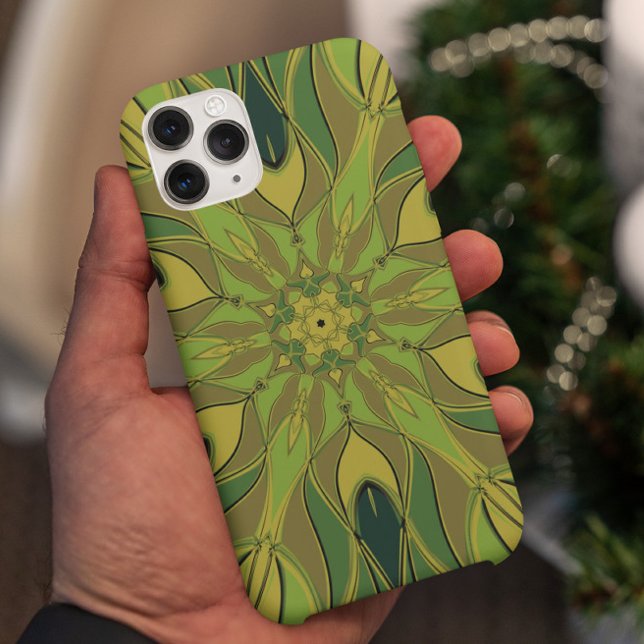Coques Case-Mate iPhone Carton Mandala Flower vert Jaune et bleu (Créateur téléchargé)