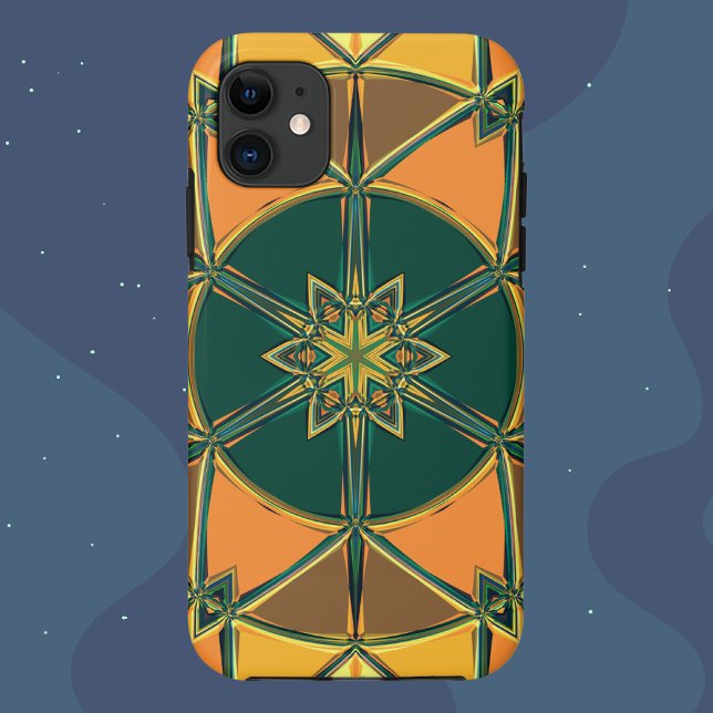 Coques Case-Mate iPhone Carton Mandala jaune orange et vert (Créateur téléchargé)