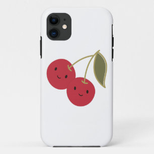 Coque iPhone 11 Carton mignon souriant Kawaii Cerises