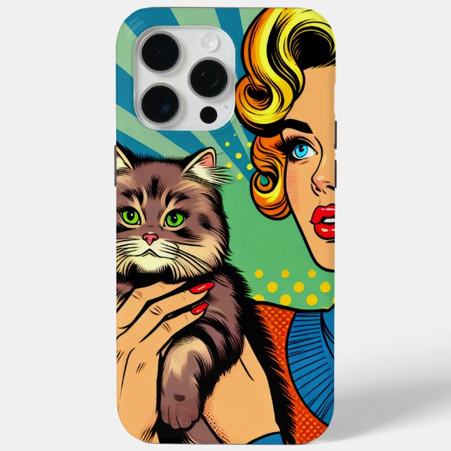 Coques Case-Mate iPhone Cartoon Bande Dessinée Pop Art Femmes et Chat Pers (Verso)