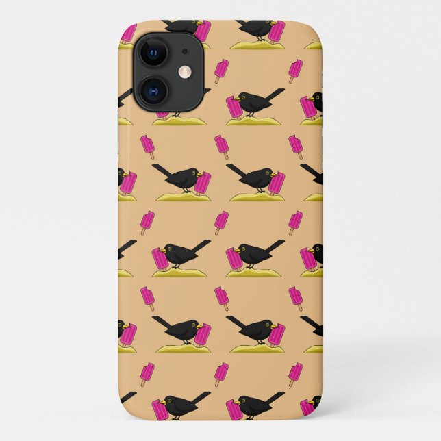 Coques Case-Mate iPhone Cartoon Blackbird Manger Un Motif De Crème De Glac (Dos)