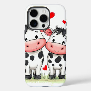 Coque iPhone 16 Pro Cartoon Cow Couple Love
