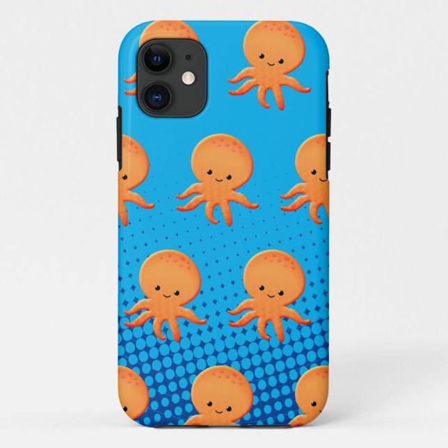 Coques Case-Mate iPhone Cartoon mignon bébé poulpe bleu océan (Dos)