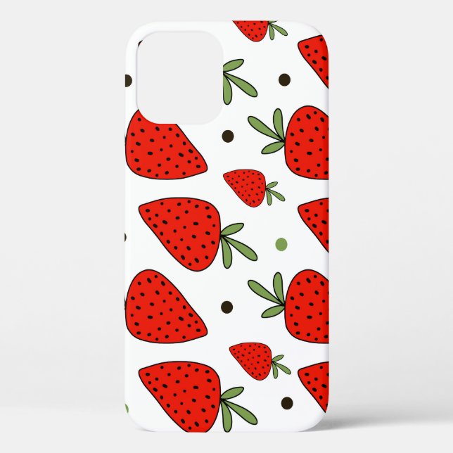 Coques Case-Mate iPhone Cartoon Red Strawberries Motif sans couture (Verso)