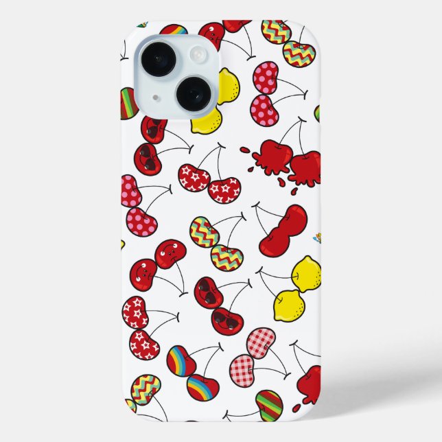 Coques Case-Mate iPhone Cartoon Stylisé Funny Cheeky Red Cherries Motif (Verso)