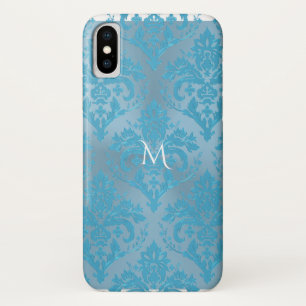 Coque Case-Mate Pour iPhone Cas bleu-clair de l'iPhone X de monogramme de