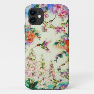 Coques Pour iPhone Cas de l'iPhone 5 de colibris et de fleurs de rose