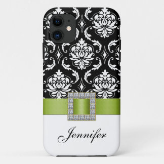 Coques Pour iPhone Cas de l'iPhone 5 de damassé de noir de vert de