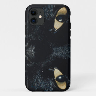 Coque iPhone 11 Cas de l'iPhone 5 de visage de chat noir de KRW