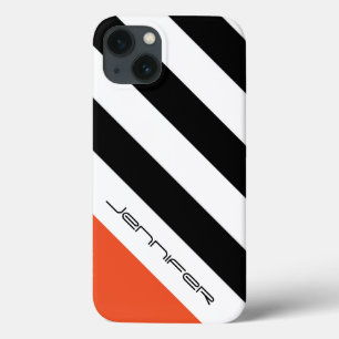 Coque Case-Mate iPhone cas de l'iPhone 6 noir, rayure diagonale blanche
