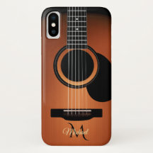 Cas de l'iPhone X de monogramme de guitare