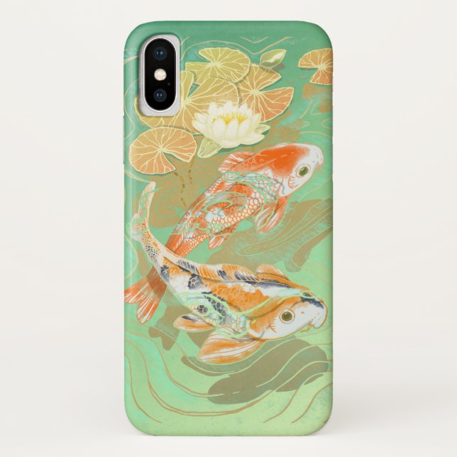 Coques Case-Mate iPhone Cas de l'iPhone X d'étang de nénuphar de poissons (Dos)