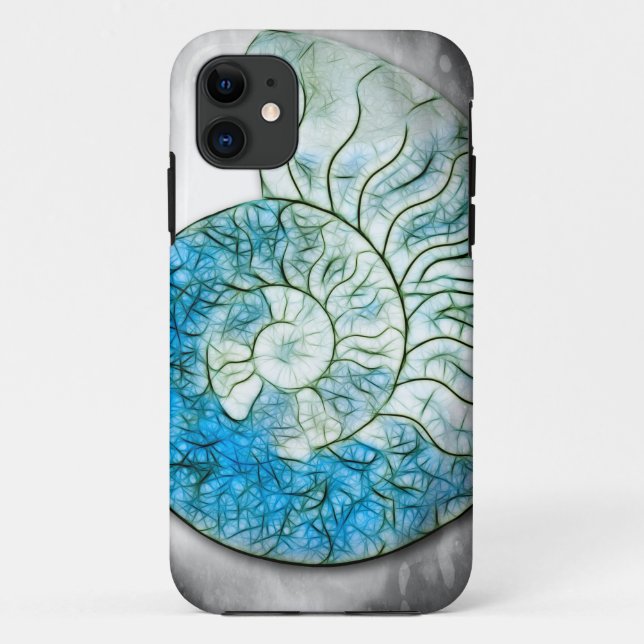 Coques Case-Mate iPhone Cas de téléphone d'ammonite de fractale (Dos)