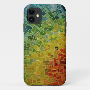 Coque iPhone 11 "Cas de téléphone de mosaïque d'arc-en-ciel "