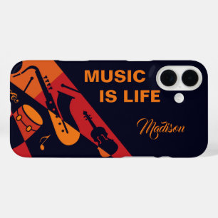 Coque Pour iPhone 16 Plus Cas de téléphone de musique Abstraite de nom perso