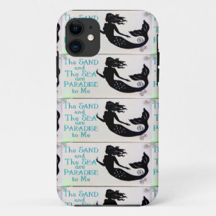 Coque iPhone 11 cas de téléphone de sable et de sirène de mer