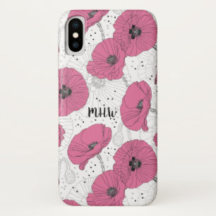 Coques Pour iPhone Cas de téléphone monogramme personnalisé Fleurs de