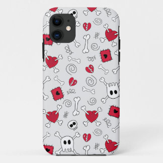Coque iPhone 11 Cas des griffonnages iPhone5 de crânes et d'os
