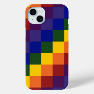 Coque iPhone 15 Mini Cas dur plus de l'iPhone 6 Checkered d'arc-en-ciel