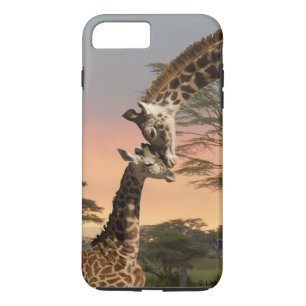 Coque iPhone 7 Plus Cas dur plus de l'iPhone 7 de girafe de mère et de